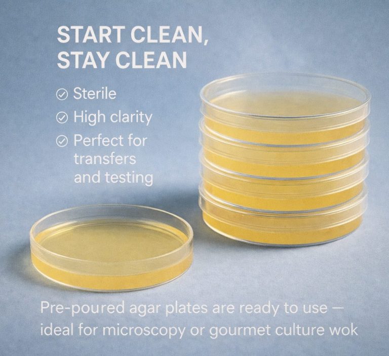 Pre-Poured Agar Plates - Cap and Culture Sterile pre-poured agar plates for microscopy - Cap and Culture UK